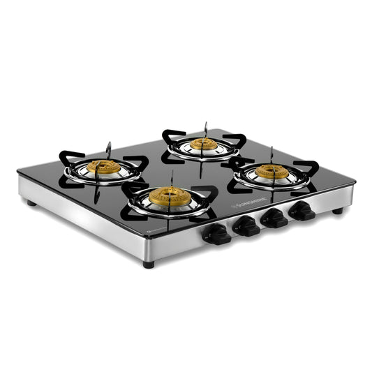 Sunshine Swift Four Burner Toughened Glass Gas Stove Manual Ignition
