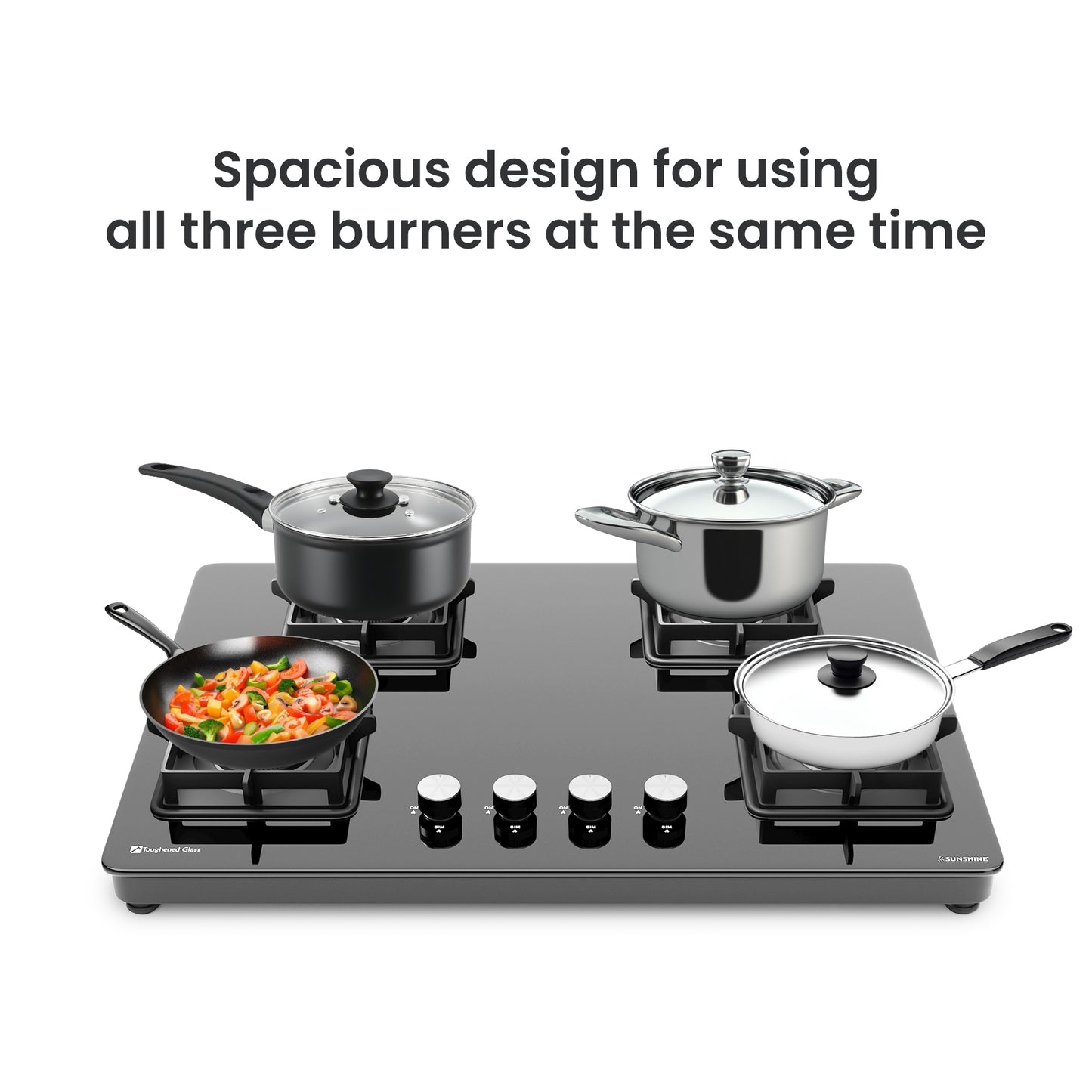 Sunshine Slimmest Magnite 4 Burner Glass Hob Top Cooktop Manual Ignition