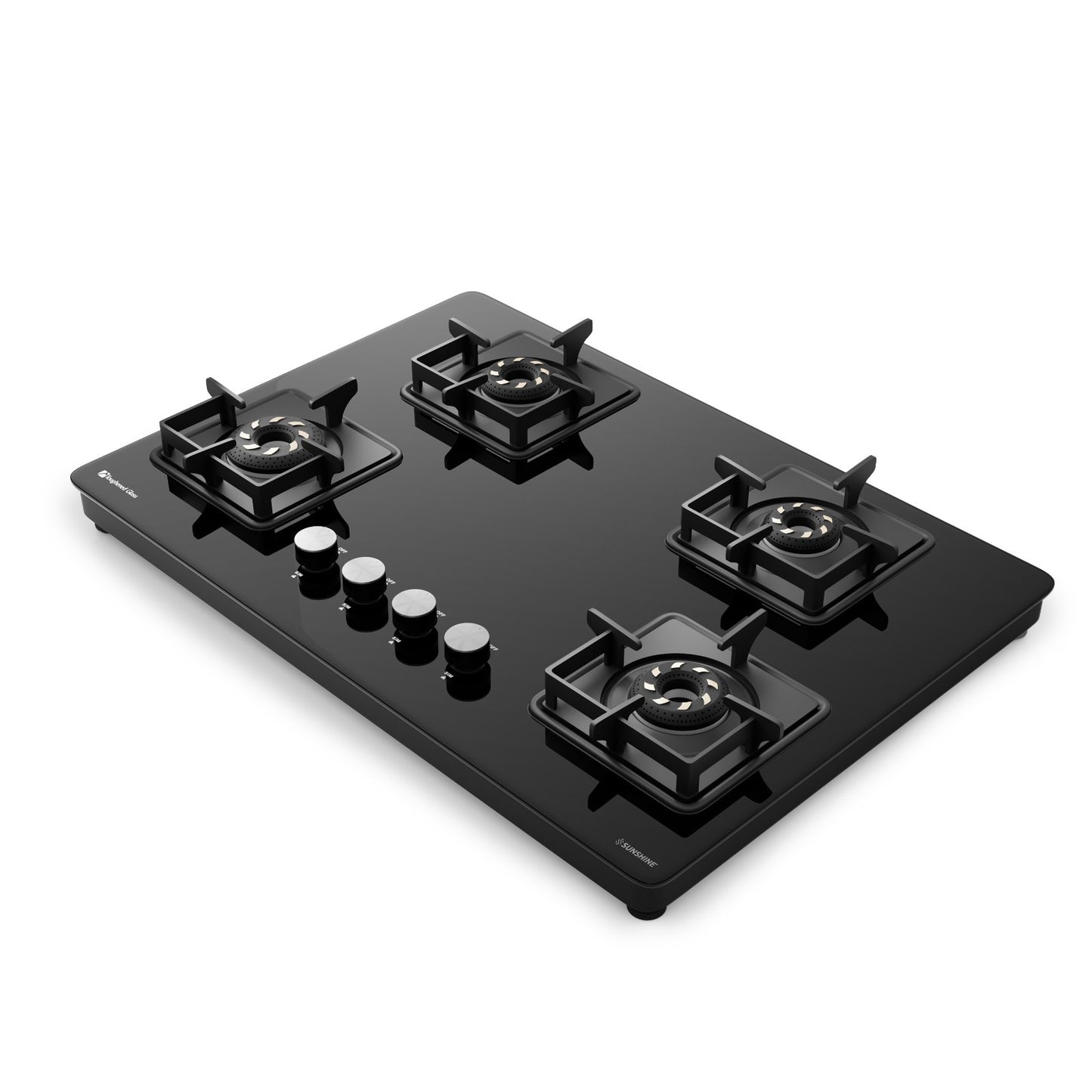 Sunshine Slimmest Magnite 4 Burner Glass Hob Top | SABAF Valves | Manual Ignition |
