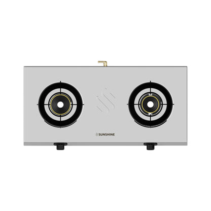 Sunshine Falcon Ultra Slim Stainless Steel Cooktop, ISI Certified Manual Ignition 2 Burner Gas Stove