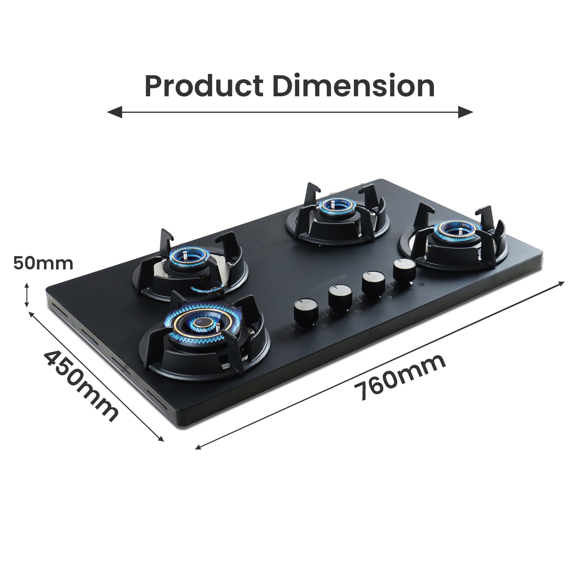 Sunshine Carnival Plus 784 Brass Burner Matt Finish Super Slim Tablet Hob 4 Burner Auto Ignition