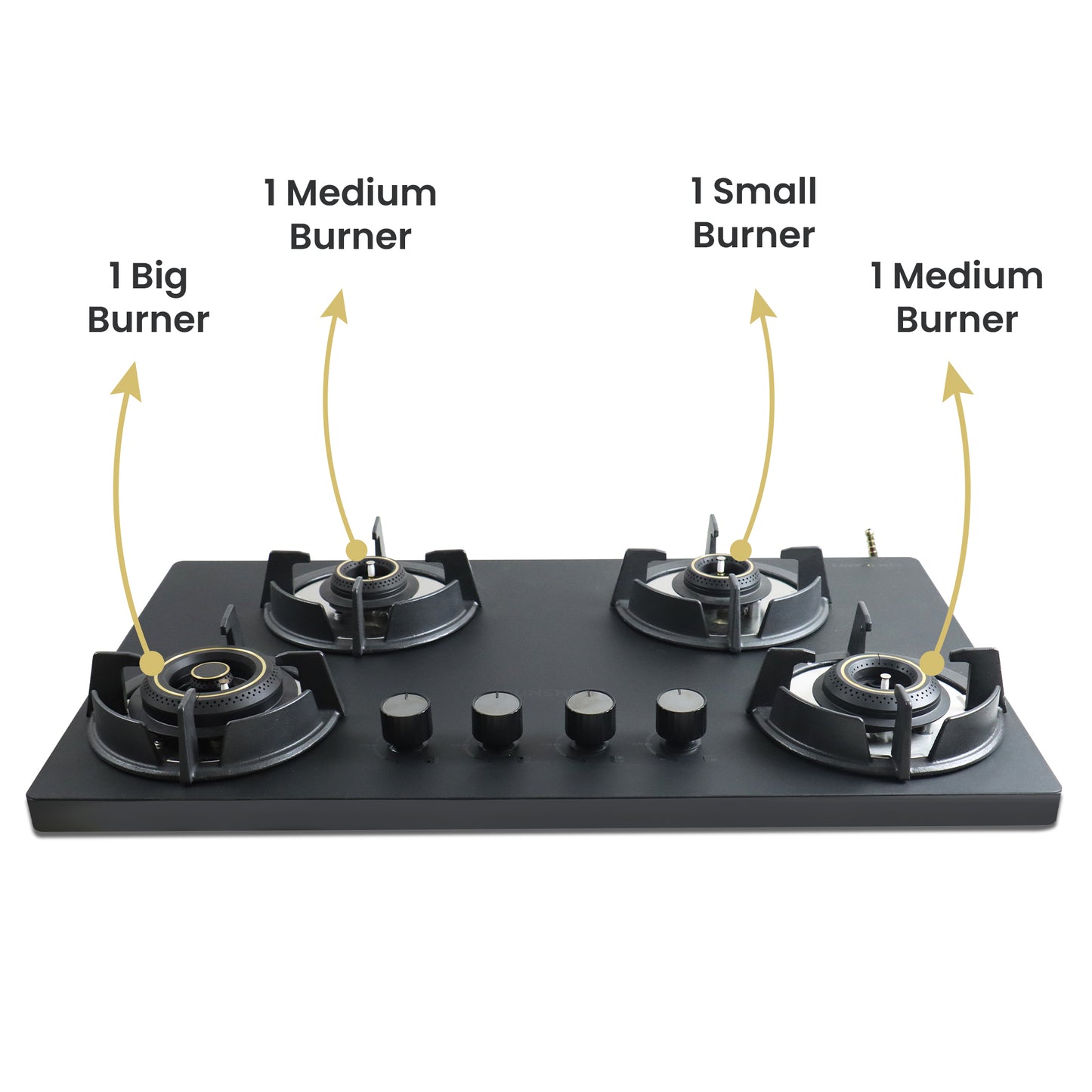 Sunshine Carnival Plus 784 Brass Burner Matt Finish Super Slim Tablet Hob 4 Burner Auto Ignition
