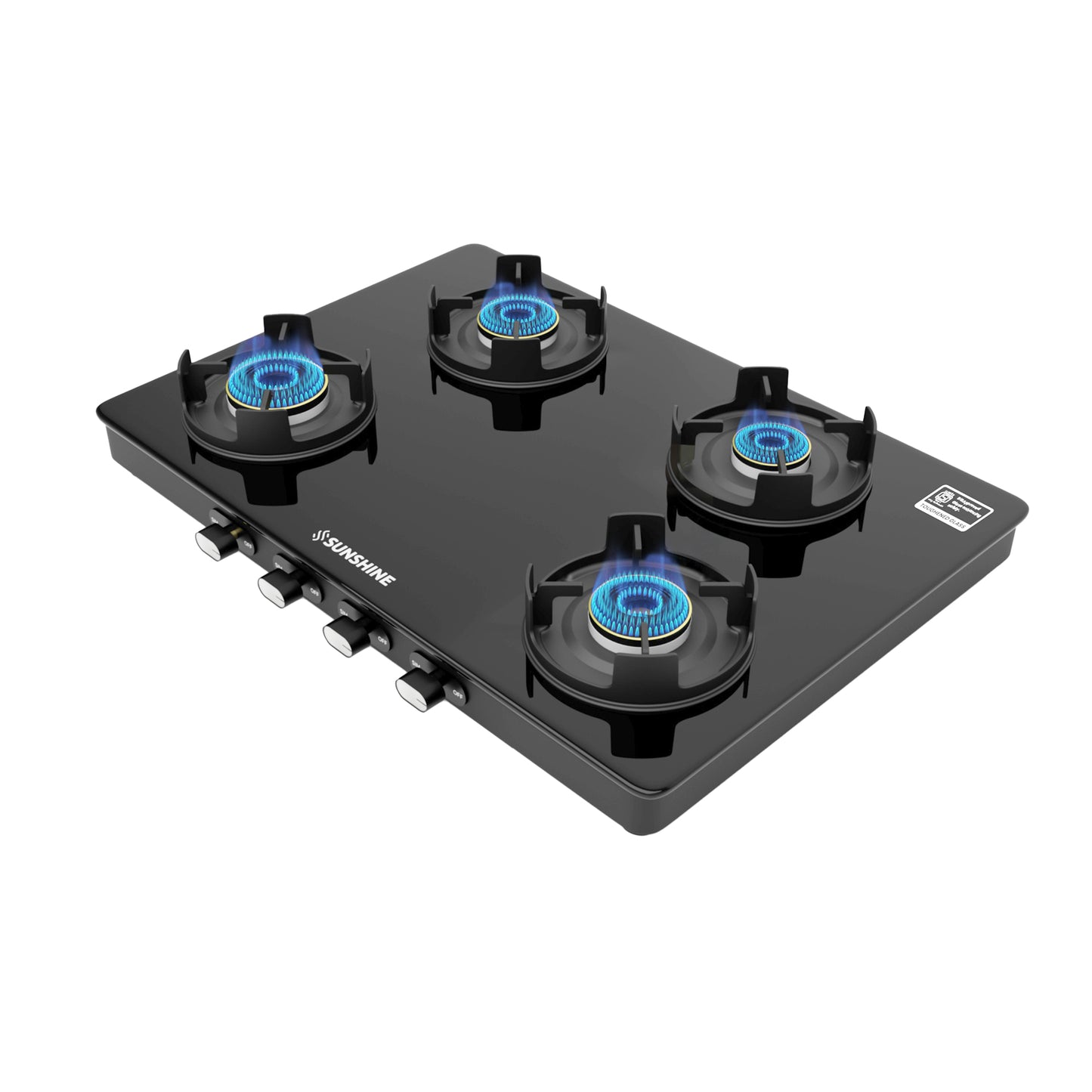 Sunshine Regal Pro Max 4 Burner Gas Stove Toughened Glass Cooktop Manual Ignition