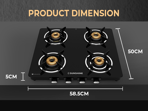 Sunshine Phoenix 4 Burner Gas Stove Cooktop Manual Ignition