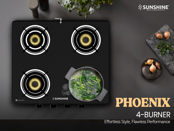 Sunshine Phoenix 4 Burner Gas Stove Cooktop Manual Ignition