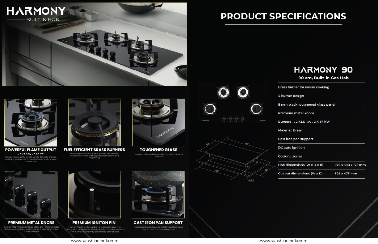 Sunshine Harmony 4B 90cm Built-In-Hob