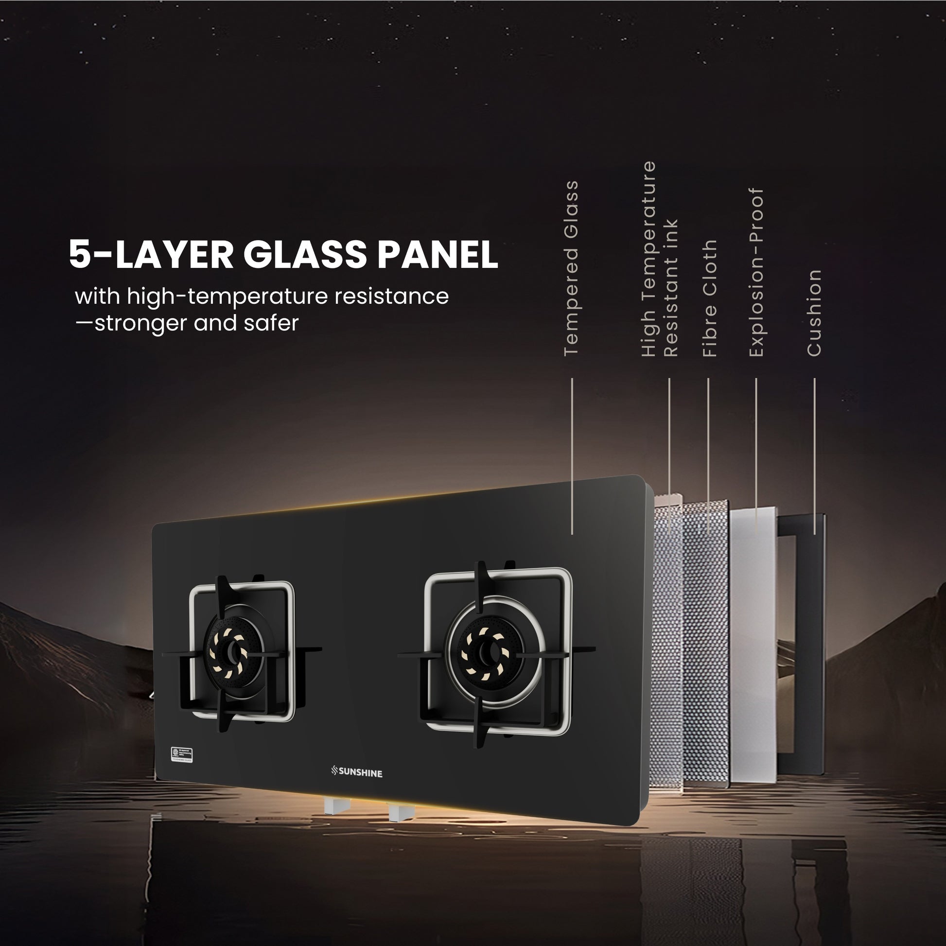 Sunshine Slimmest Aircross 2 Burner Gas Stove Manual Ignition