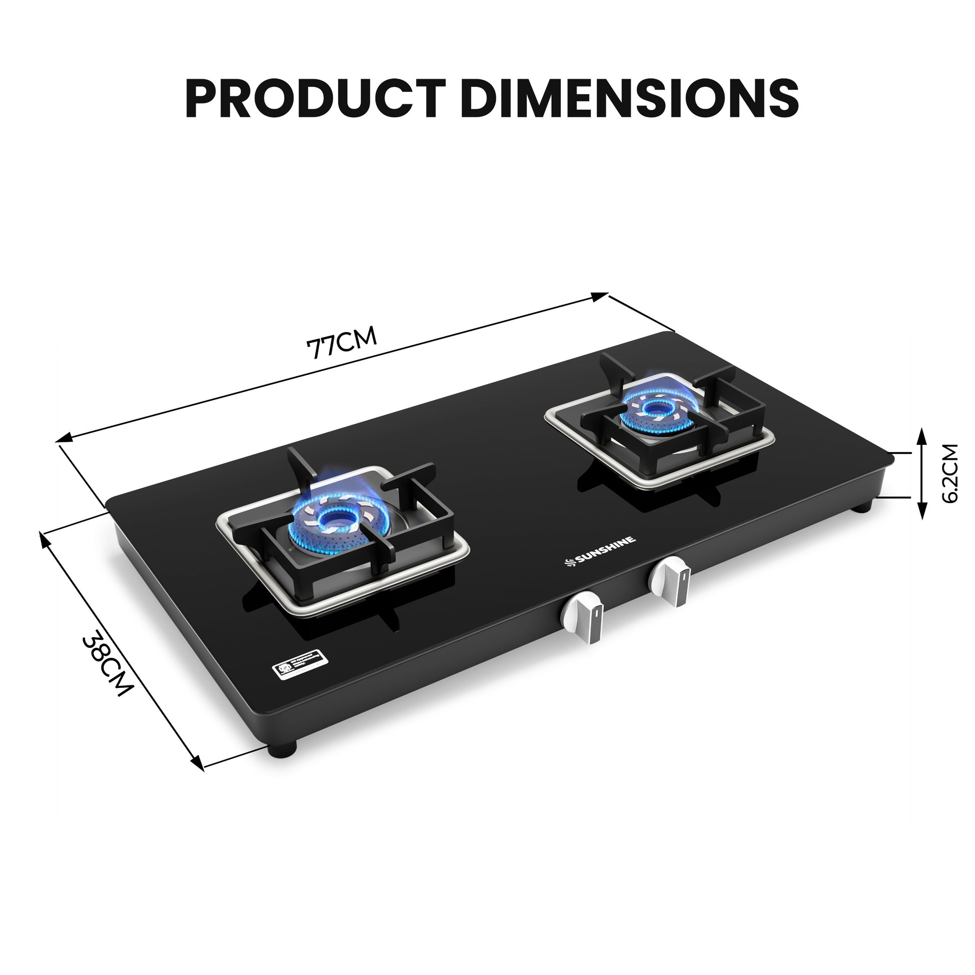 Sunshine Slimmest Aircross 2 Burner Gas Stove Manual Ignition