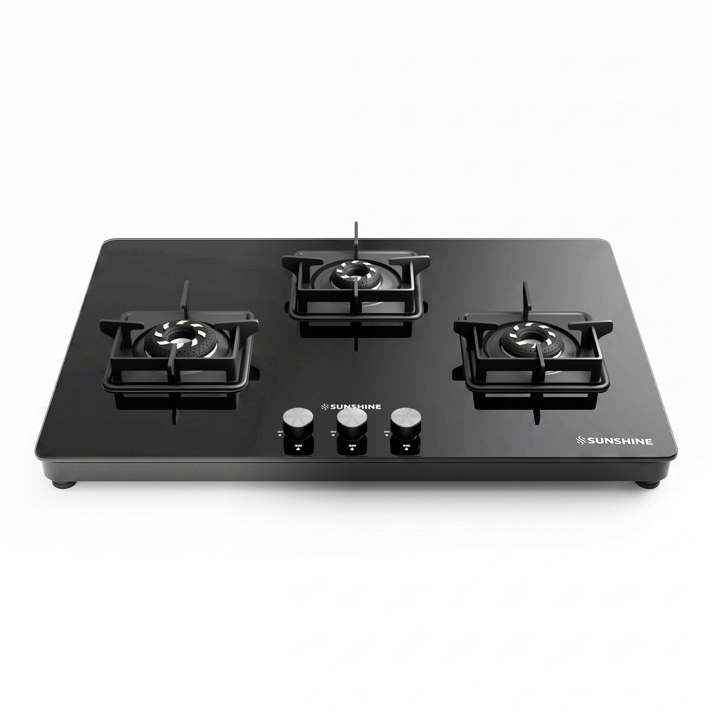 Magnite 3 Burner Glass Hob Top | SABAF Valves | Manual Ignition