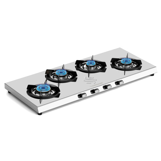 Sunshine Falcon Plus Ultra Slim Stainless Steel Cooktop, ISI Certified Manual Ignition 4 Burner Gas Stove