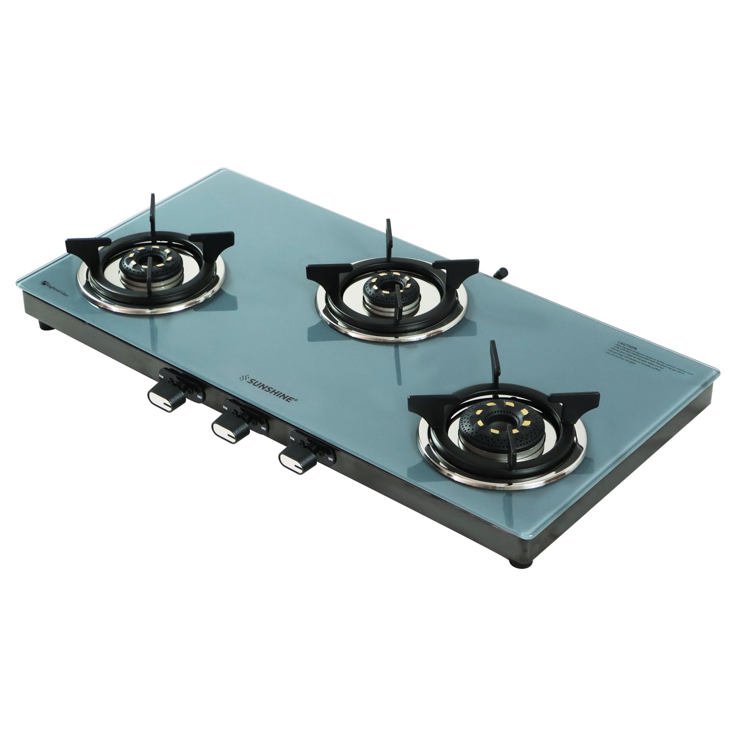 Sunshine Sonet 3 Burner Gas Stove Toughened Glass Cooktop Manual Ignition