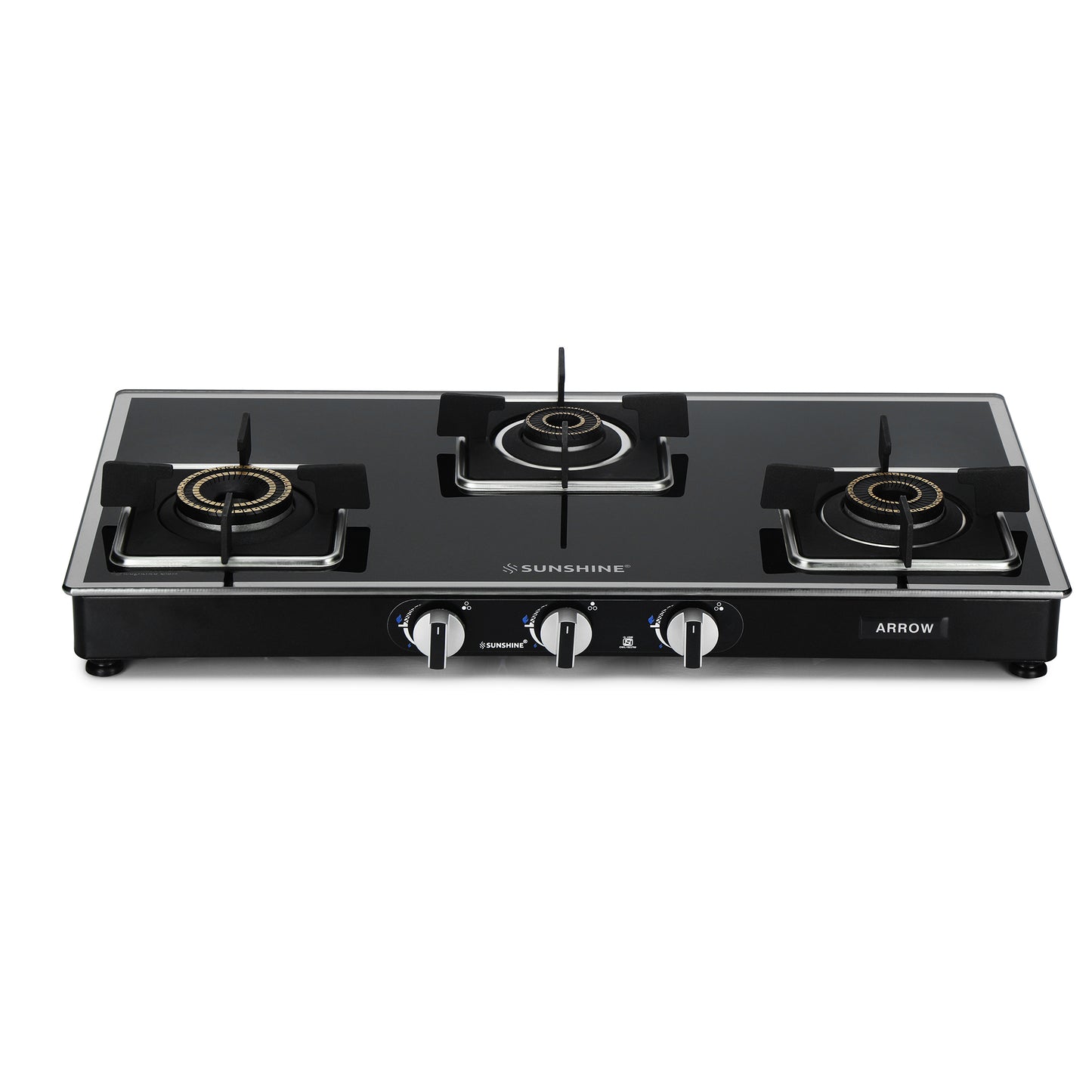 Sunshine Arrow 3 Burner Gas Stove Manual Ignition (Glass Top, 2 years warranty)