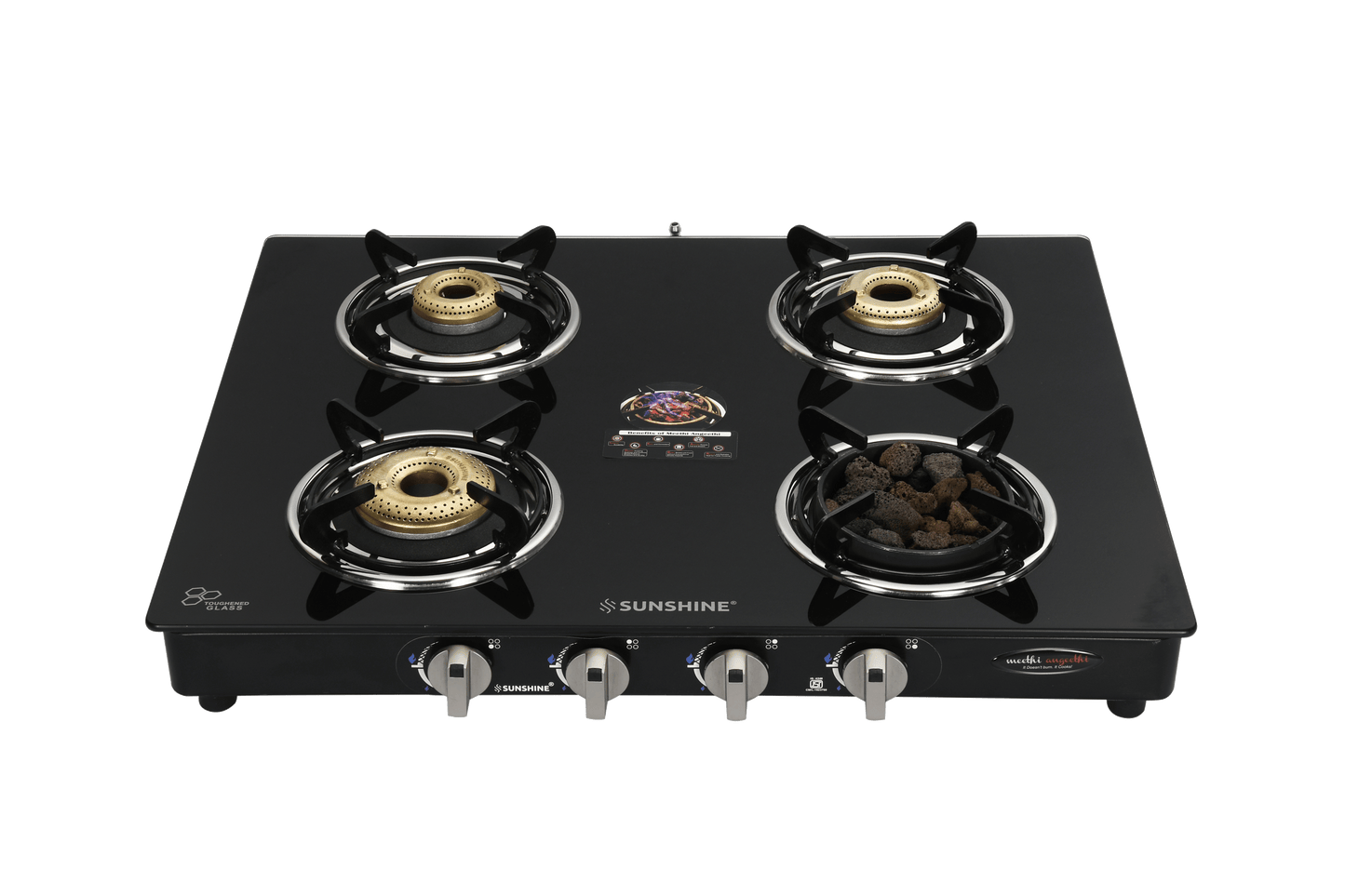 Sunshine Meethi Angeethi Pro 4 Burner Gas Stove Manual Ignition