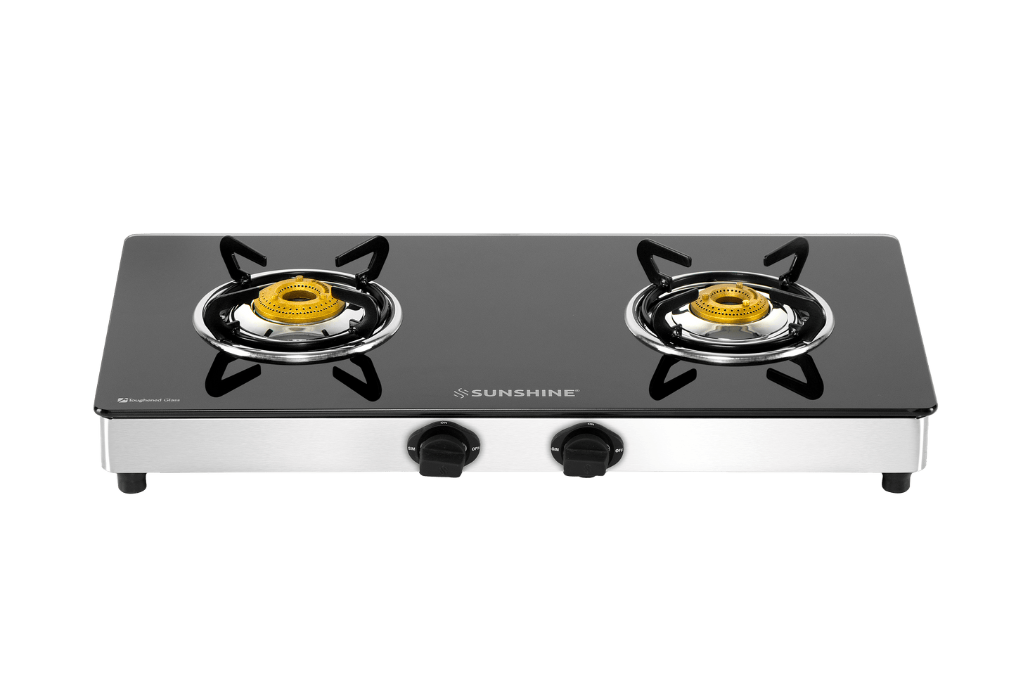 Sunshine Swift Double Burner Toughened Glass Gas Stove Manual Ignition