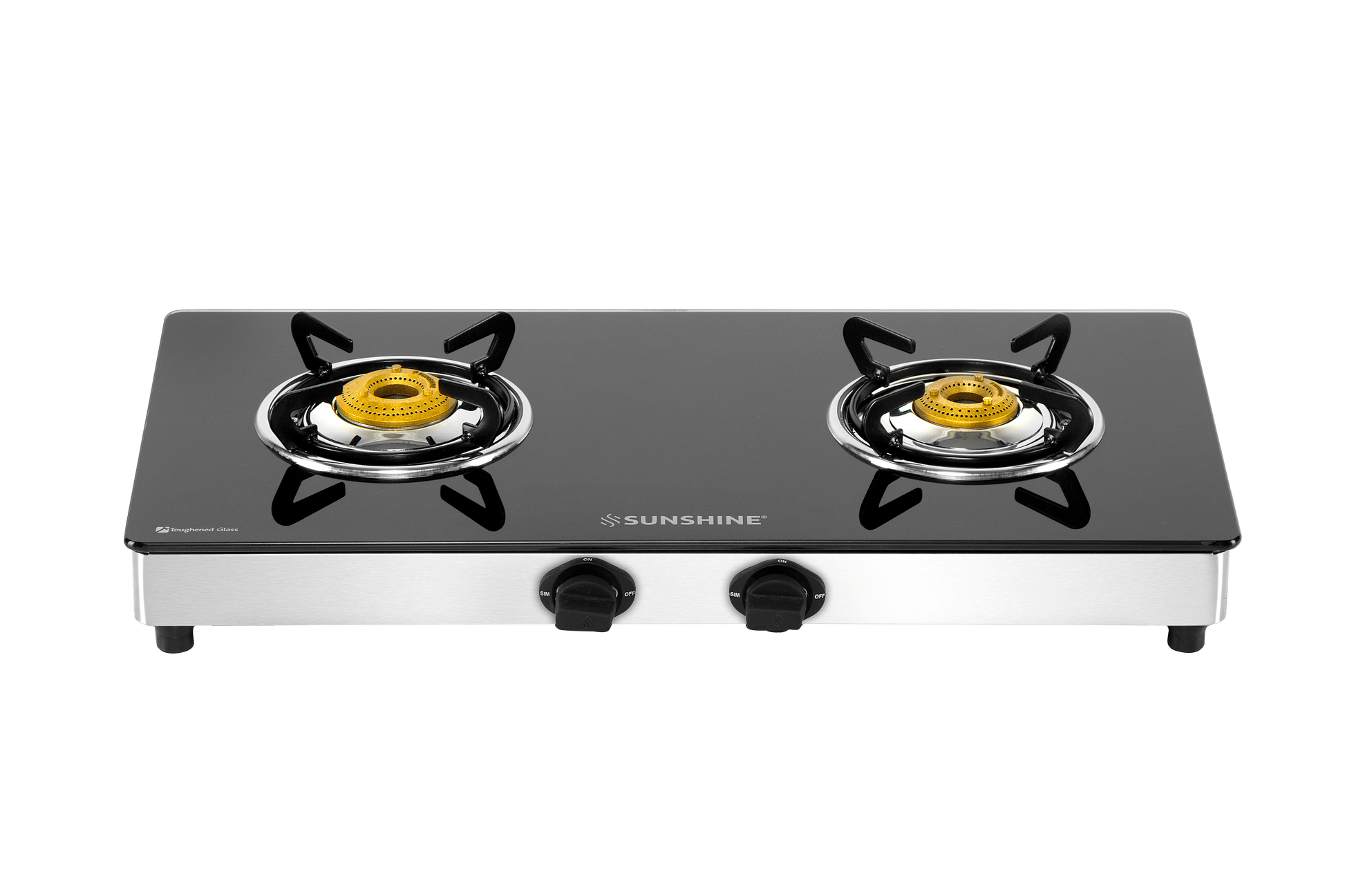 Sunshine Swift Double Burner Toughened Glass Gas Stove Manual Ignition