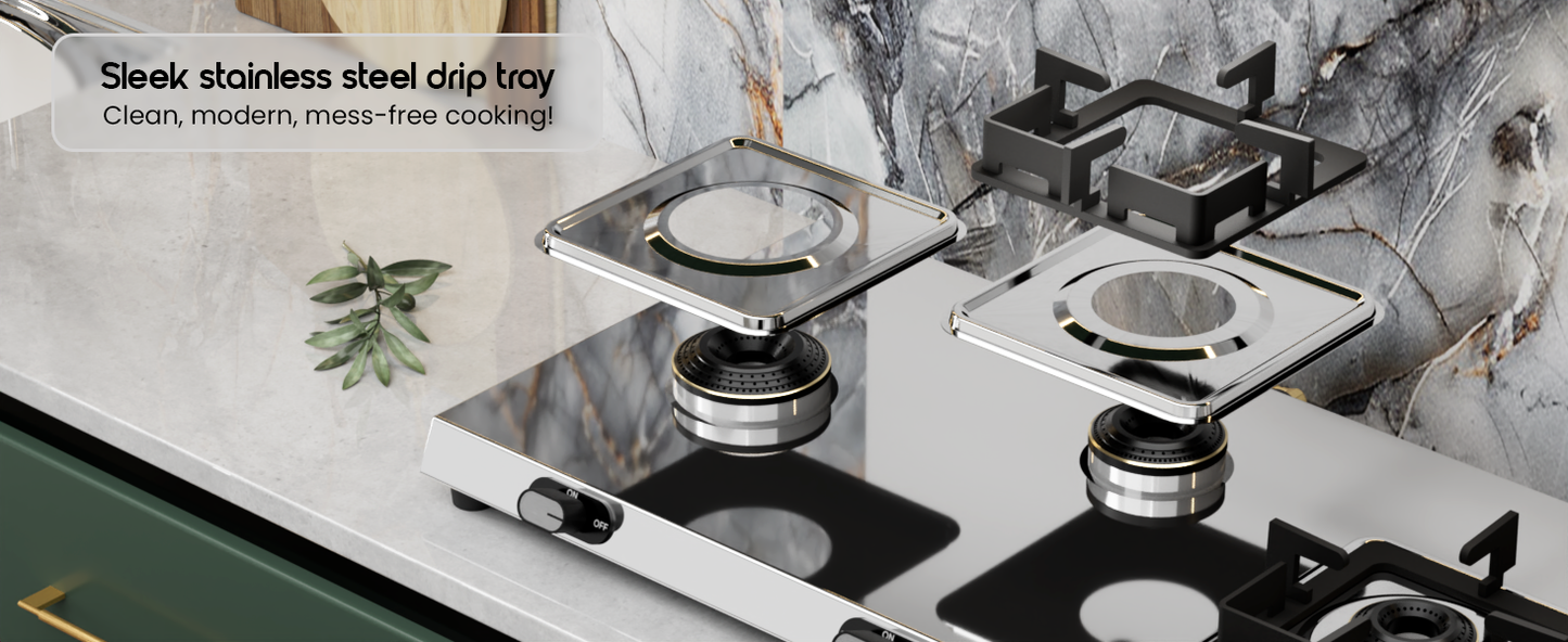 Sunshine Thunder 3 Burner | 3 Burner Stainless Steel Gas Stove | 5 Year Body & Burner Warranty By Sunshine | 5G Technology, LPG Ready & PNG Compatible (Silver)