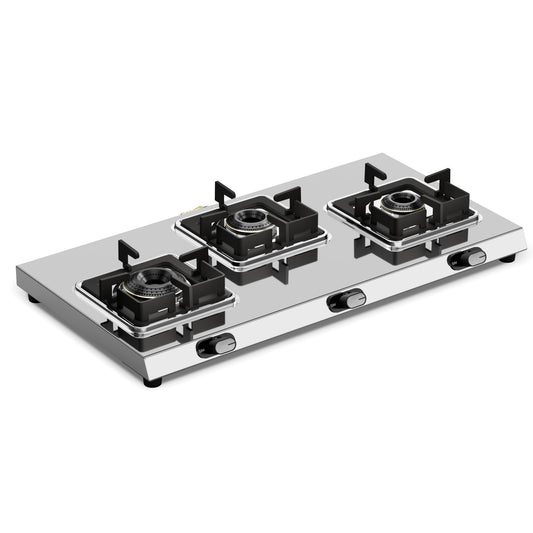 Sunshine Thunder 3 Burner | 3 Burner Stainless Steel Gas Stove | 5 Year Body & Burner Warranty By Sunshine | 5G Technology, LPG Ready & PNG Compatible (Silver)