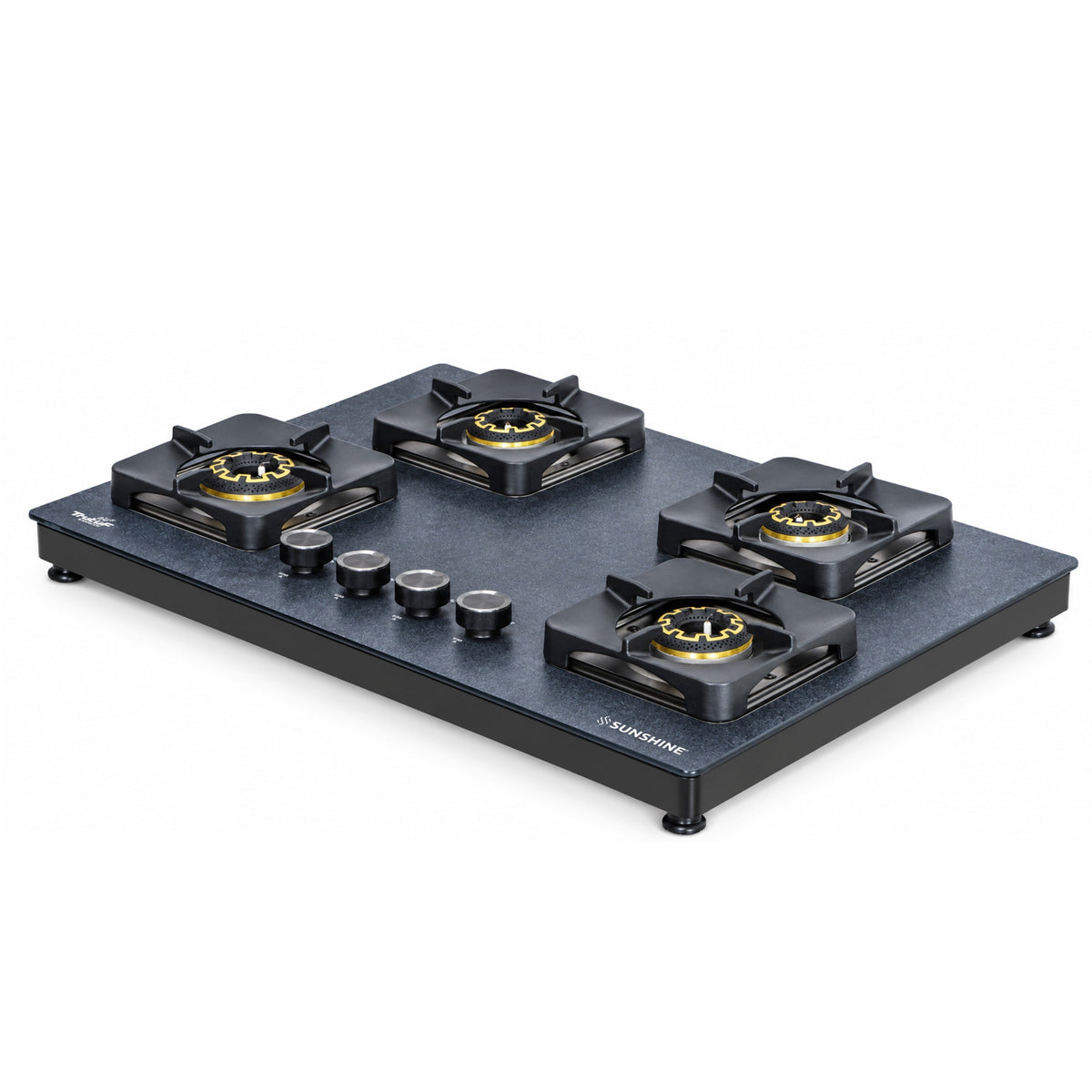 Rosetta 4 Burner Hobtop | Granite-Texture Toughened Glass | Brass Burners | 10 Year Warranty