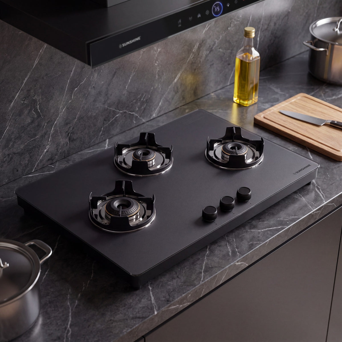 Defender 3 Burner Matte Hob Top | 10-Year Warranty | Manual Ignition
