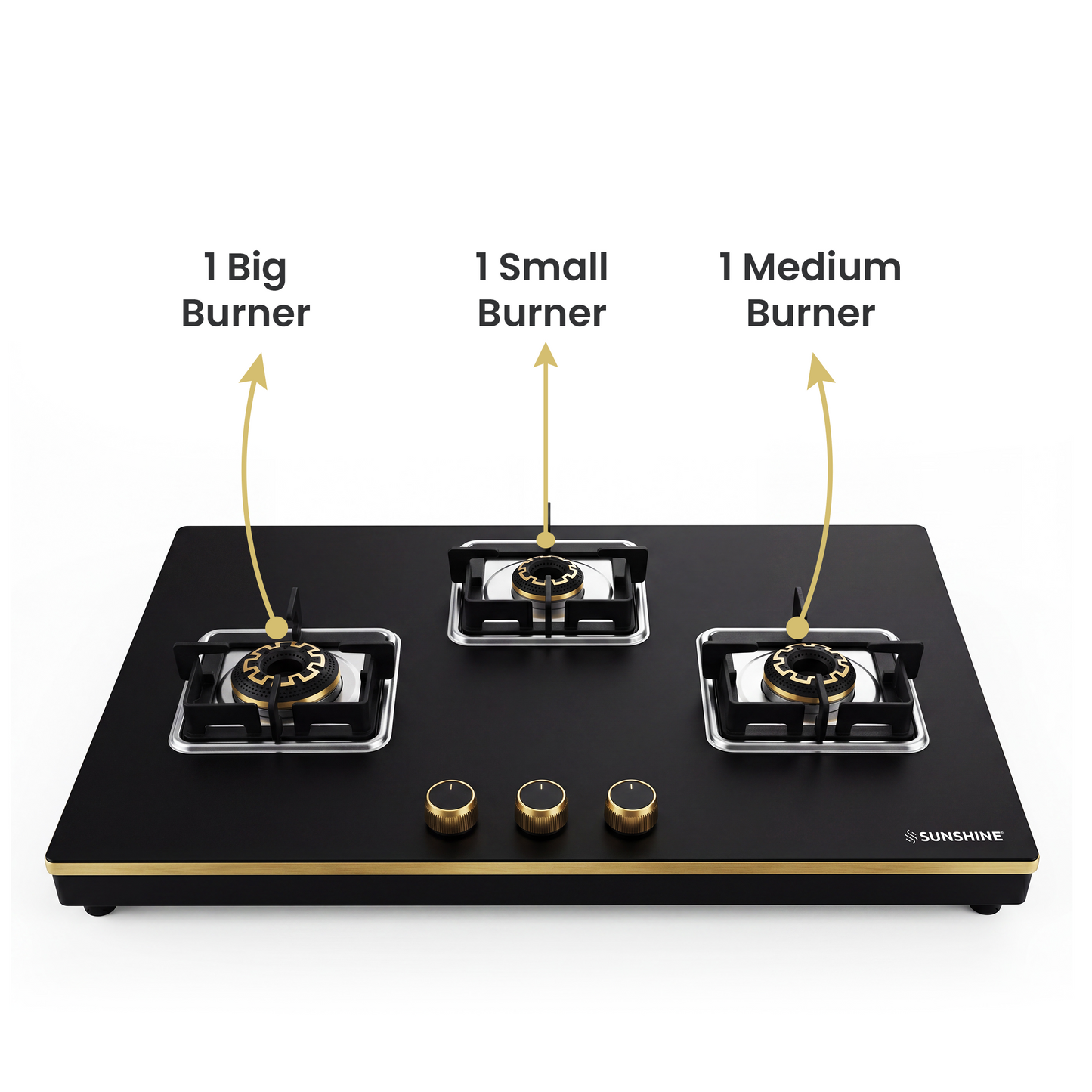 Shine Gold Hob Cooktop | 3 & 4 Burners
