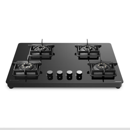 Sunshine Slimmest Magnite 4 Burner Glass Hob Top | SABAF Valves | Manual Ignition |