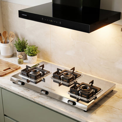 Thunder 3 Burner Stainless Steel Gas Stove | 5 Year Body & Burner Warranty | 5G Technology