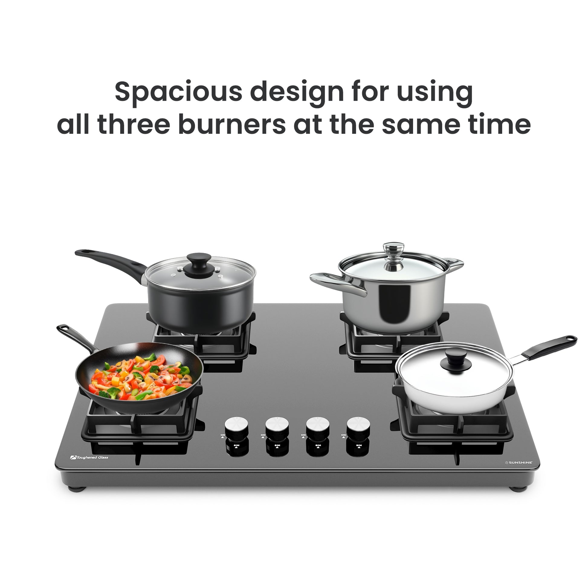 Sunshine Slimmest Magnite 4 Burner Glass Hob Top Cooktop Manual Ignition