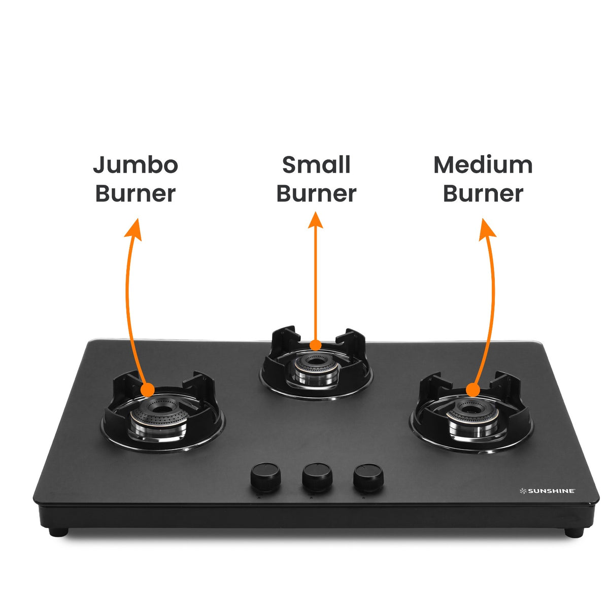 Defender 3 Burner Matte Hob Top | 10-Year Warranty | Manual Ignition