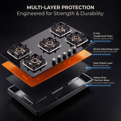 Sunshine Shine Hob Top – 3, 4 & 5 Burner Auto Ignition Gas Stove