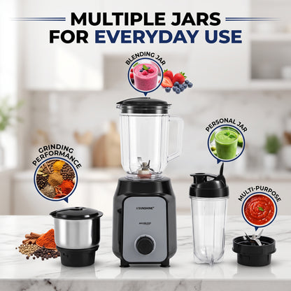 MaxiBlend Nutri Blender | 500W Mixer Grinder with 3 Jars