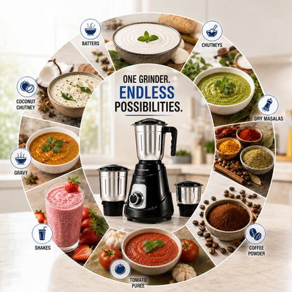 Sunshine Tejas 550W Mixer Grinder | 3 Jar Stainless Steel Mixer Grinder for Home Kitchen