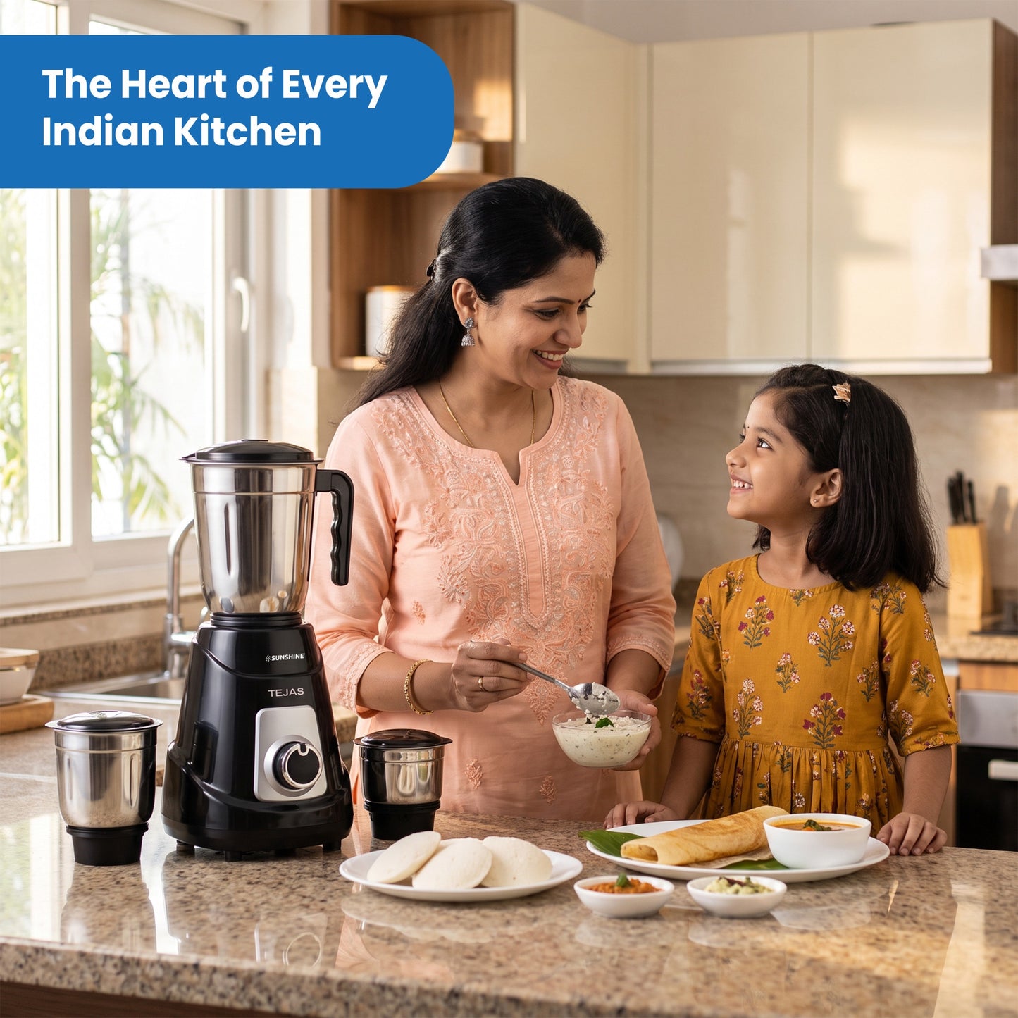 Sunshine Tejas 550W Mixer Grinder | 3 Jar Stainless Steel Mixer Grinder for Home Kitchen