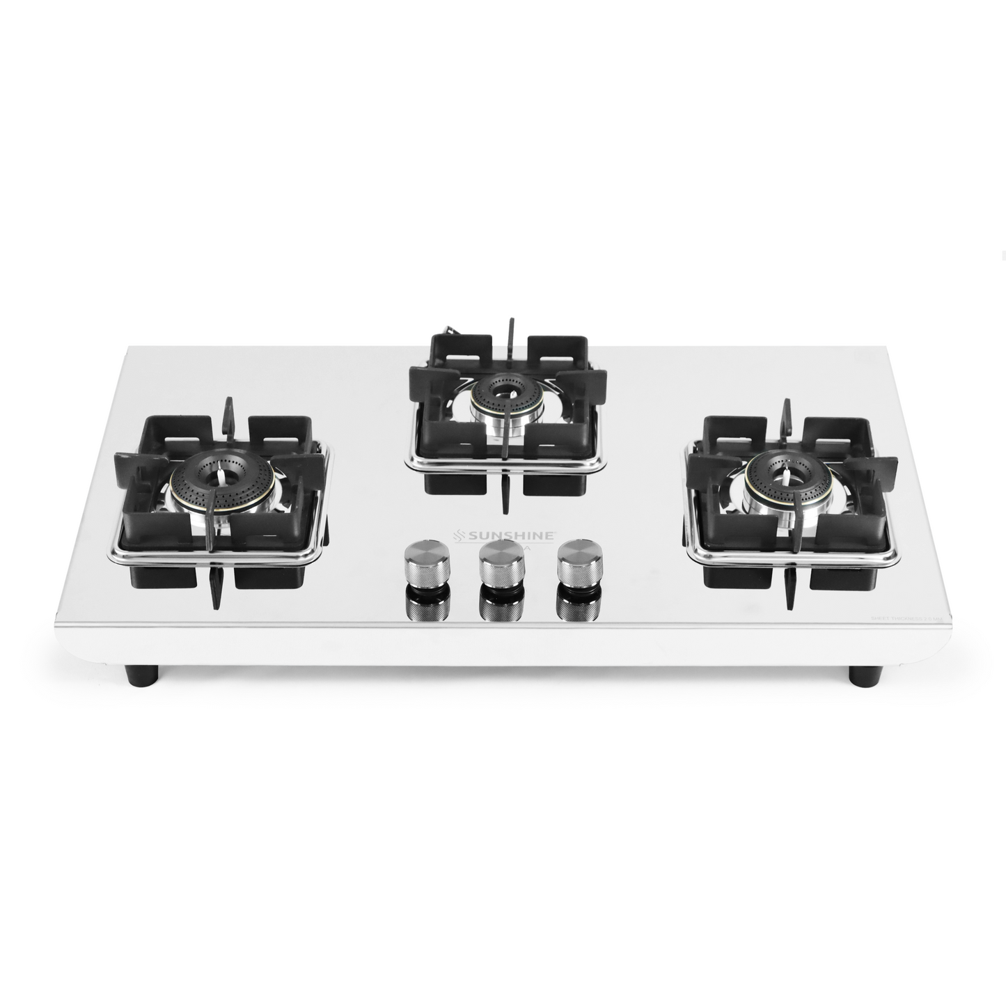 Sunshine Osaka  Stove | 2MM Stainless Steel | 4 Burner Manual Gas Stove | ISI Certified | Warranty By Sunshine - 5 Years On Brass Burner, LPG Ready (Silver)