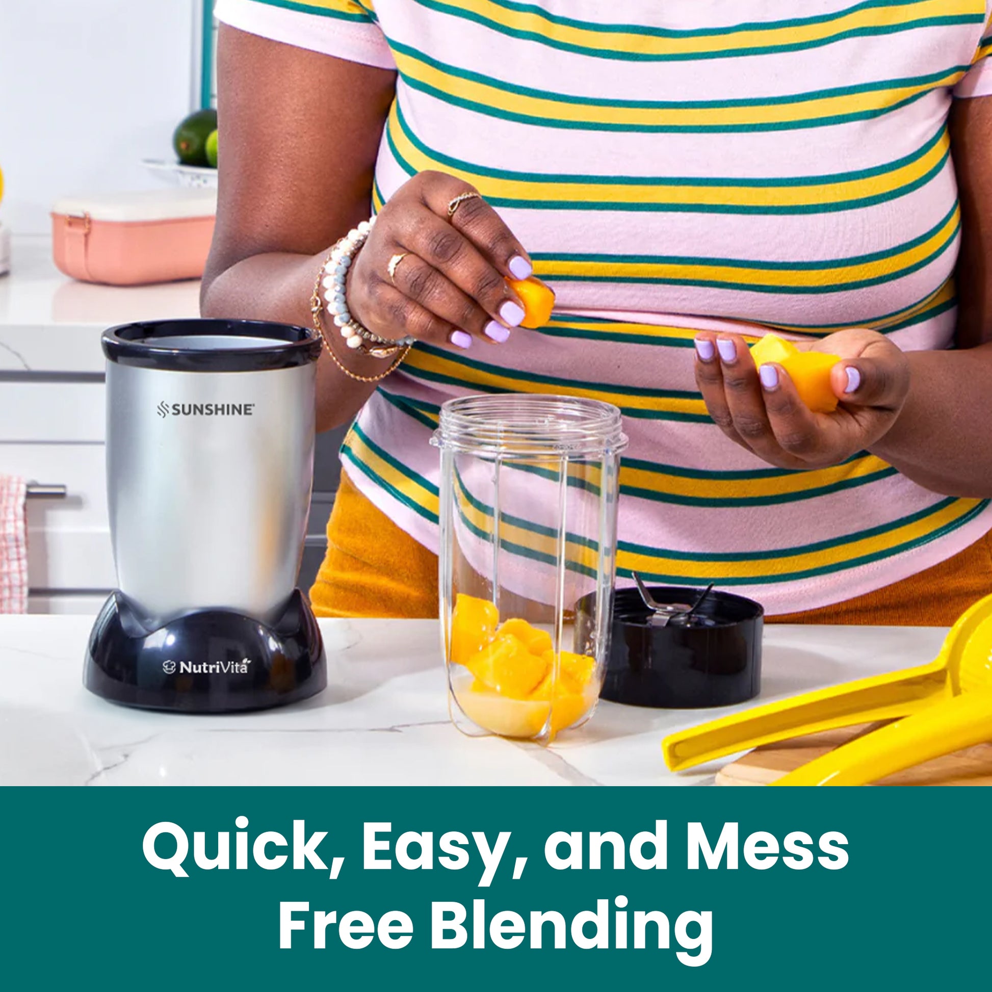 Sunshine Nutri Vita 450 2 In 1 Nutri Blender, Powerful 450 Watts Pure Copper Motor, Shakes and Juices, Stainless Steel Body, 2 Blade Set: Wet & Dry