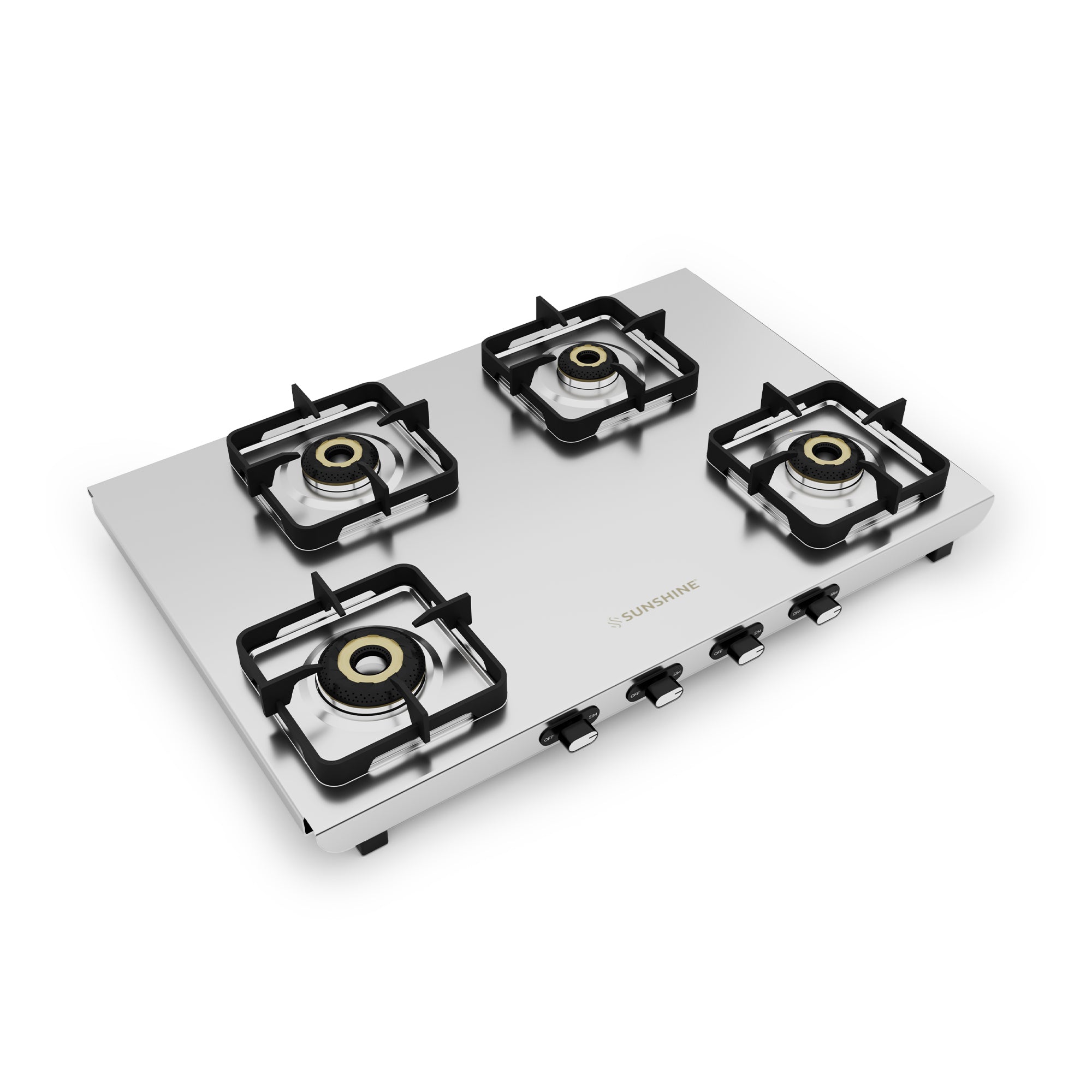 Sunshine Cooktop Sunshine Curvv Matte Stainless Steel Cooktop 4 Burner Manual Ignition ...