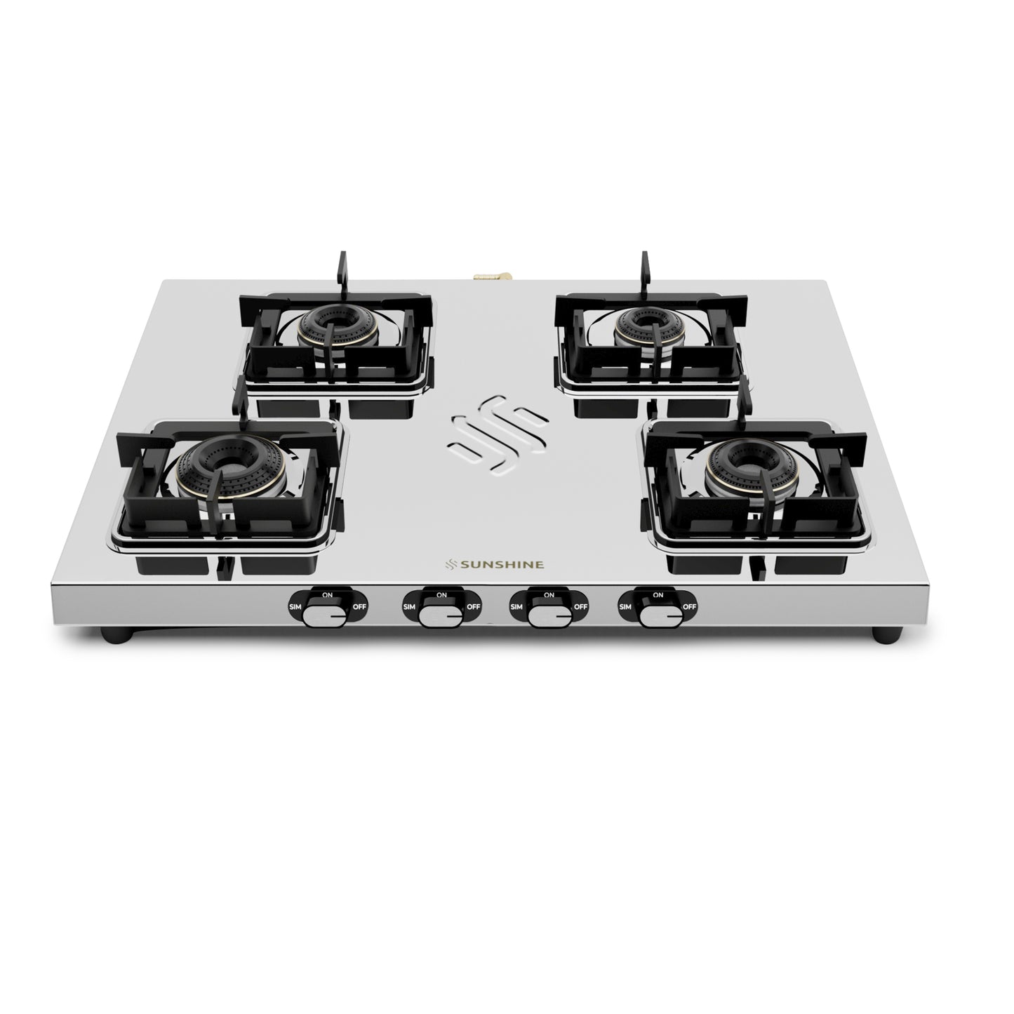 Sunshine Thunder 4 Burner | 4 Burner Stainless Steel Gas Stove | 5 Year Body & Burner Warranty By Sunshine | 5G Technology, LPG Ready & PNG Compatible (Silver)