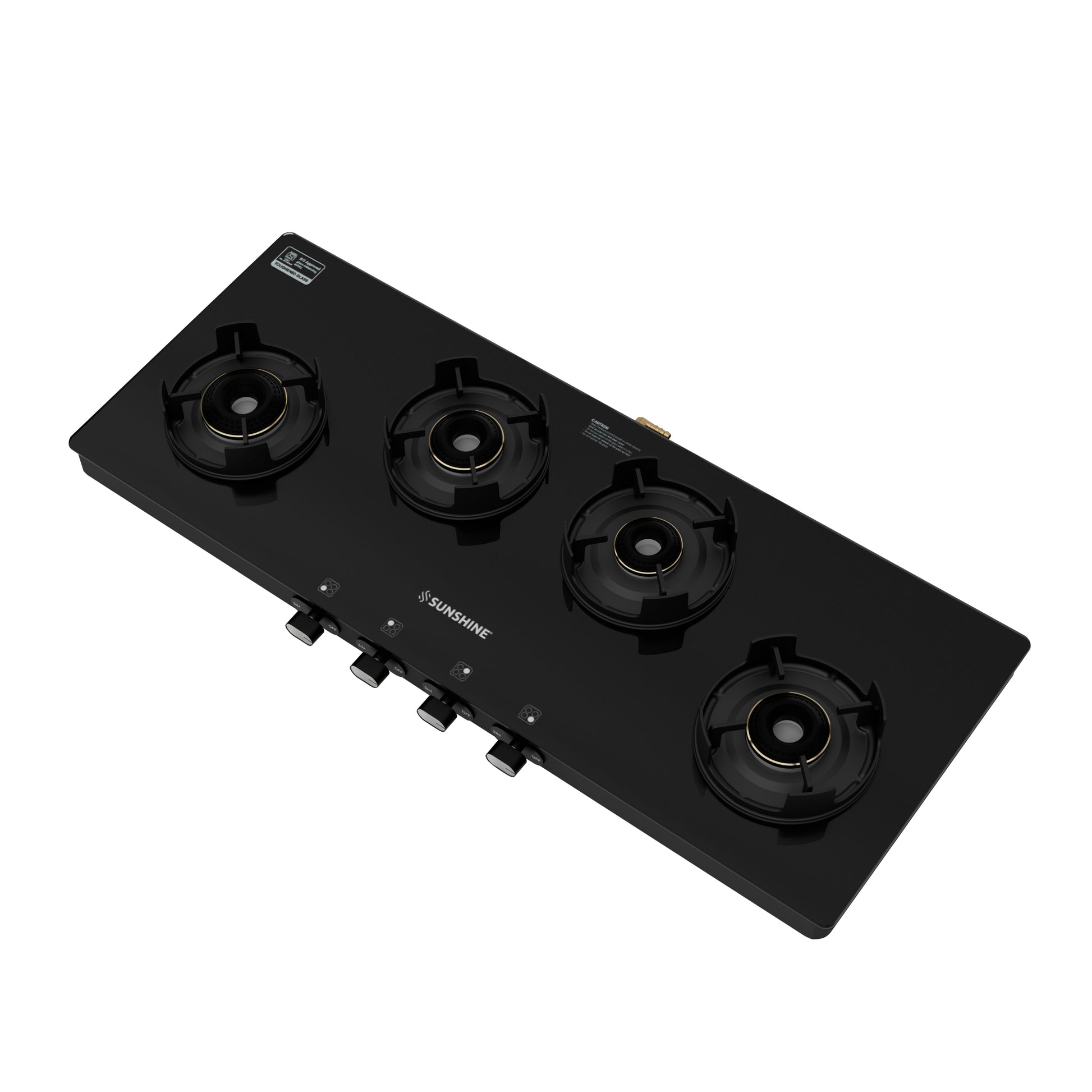 Sunshine Regal Excel Pro 4 Burner Gas Stove Toughened Glass Cooktop Manual Ignition