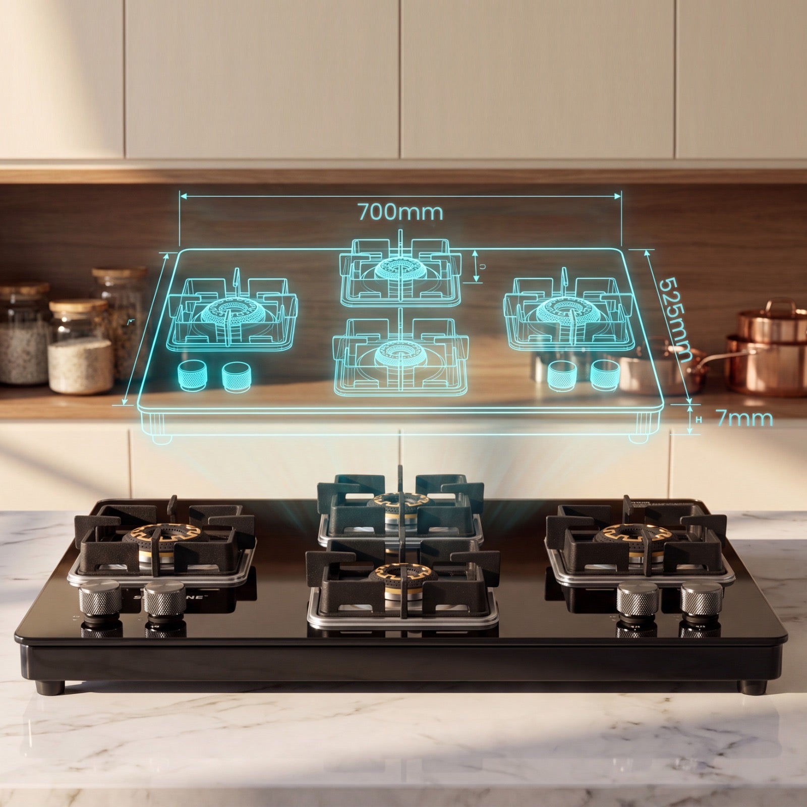 Sunshine Cooktop Sunshine Shine Rhombus 4 Burner Hob Cooktop Gas Stove | Manual & Auto ...