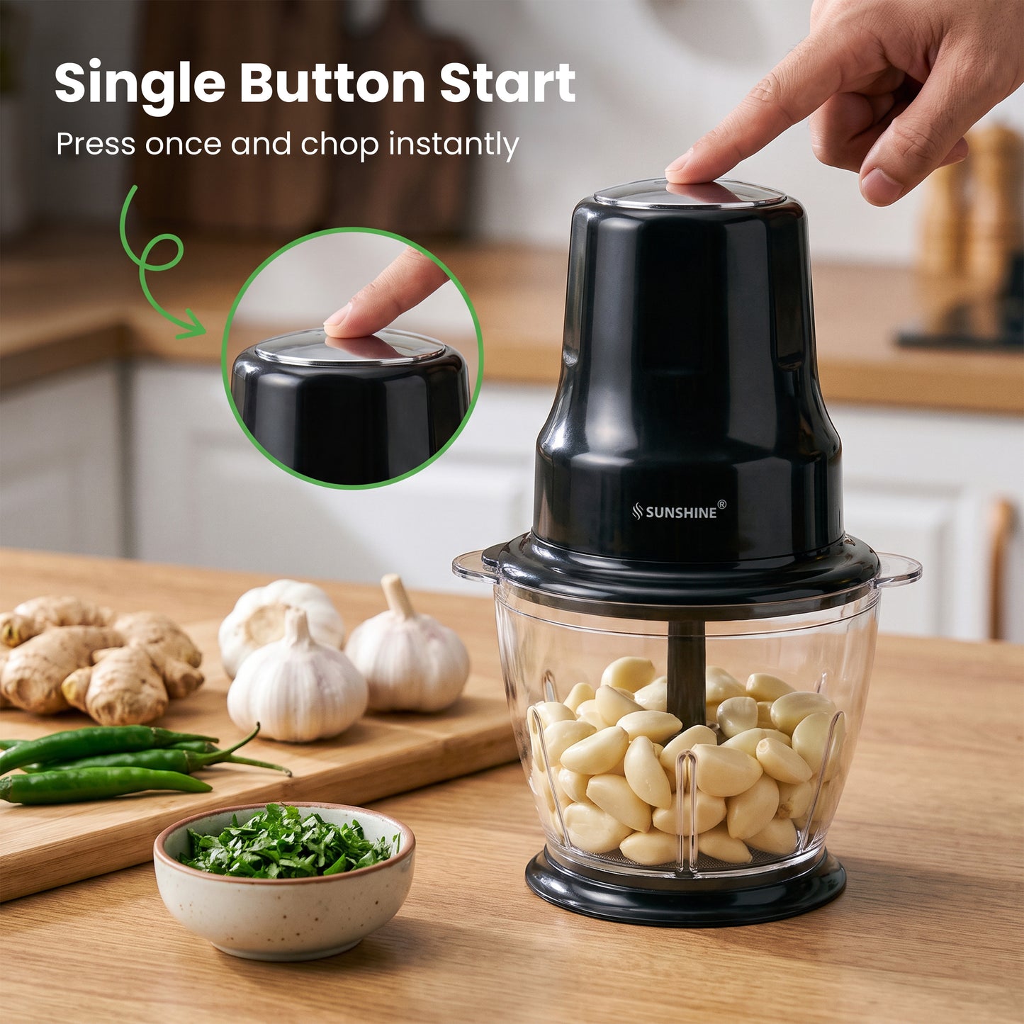 TurboChop Electric Chopper | 3-in-1 Chopping, Mincing & Whisking