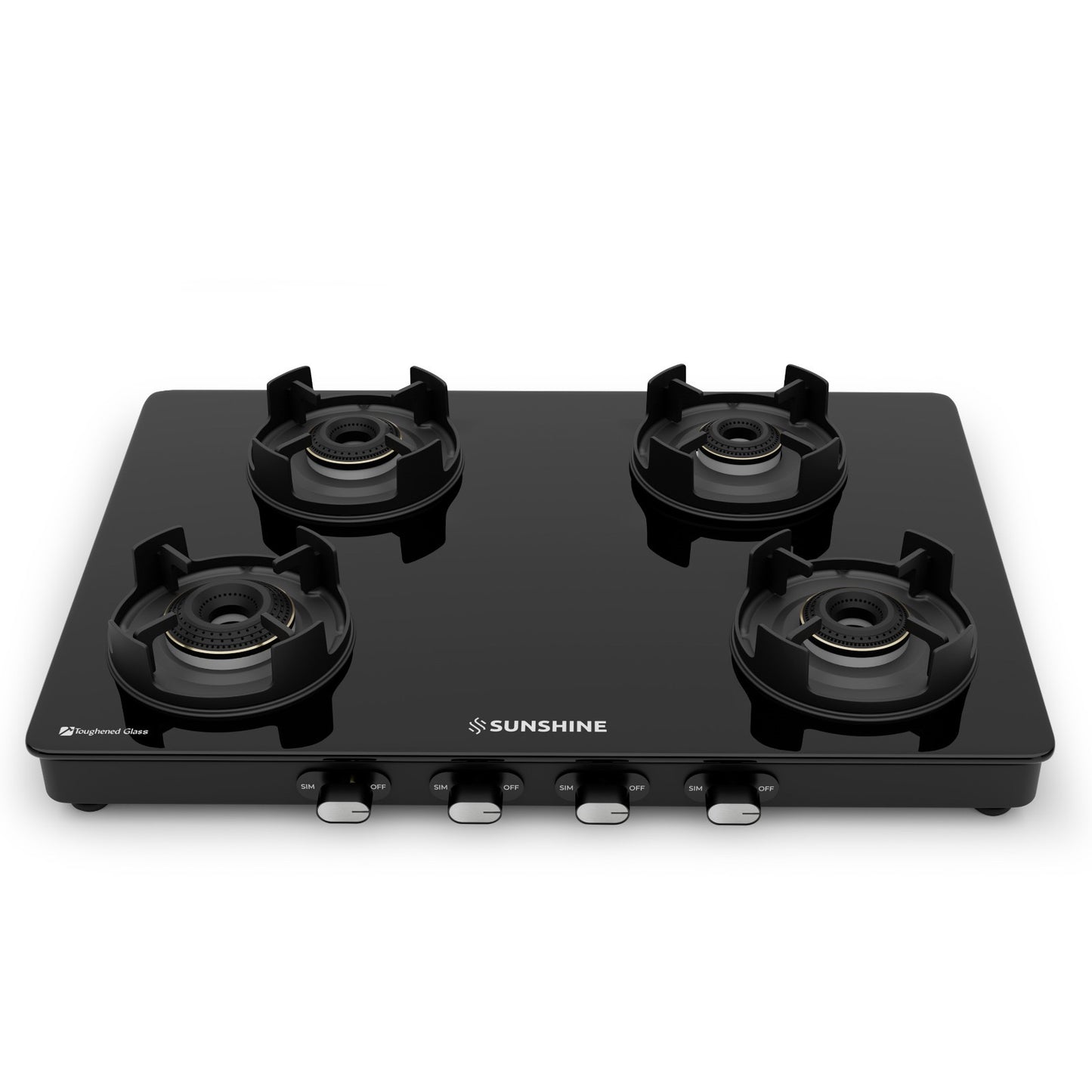 Sunshine Regal Pro Max 4 Burner Gas Stove Toughened Glass Cooktop Manual Ignition