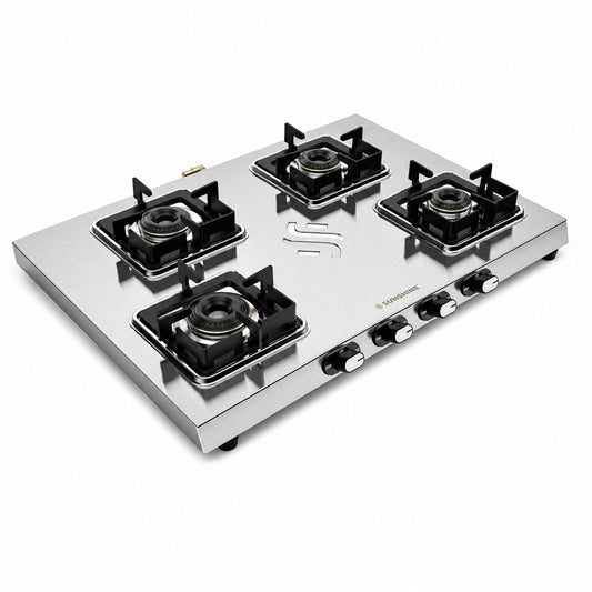 Thunder 4 Burner Stainless Steel Gas Stove | 5 Year Body & Burner Warranty | 5G Technology