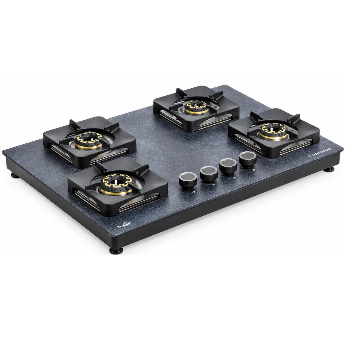 Rosetta 4 Burner Hobtop | Granite-Texture Toughened Glass | Brass Burners | 10 Year Warranty