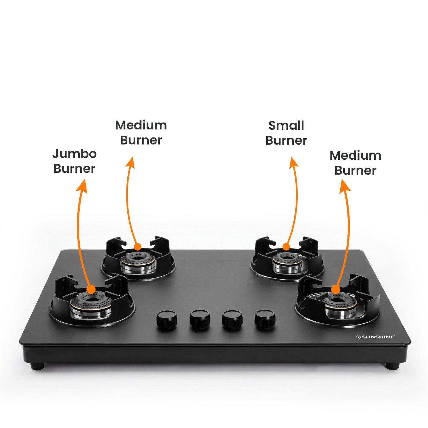 Sunshine Defender 4 Burner Matte Hob Top | 10-Year Warranty | Manual Ignition