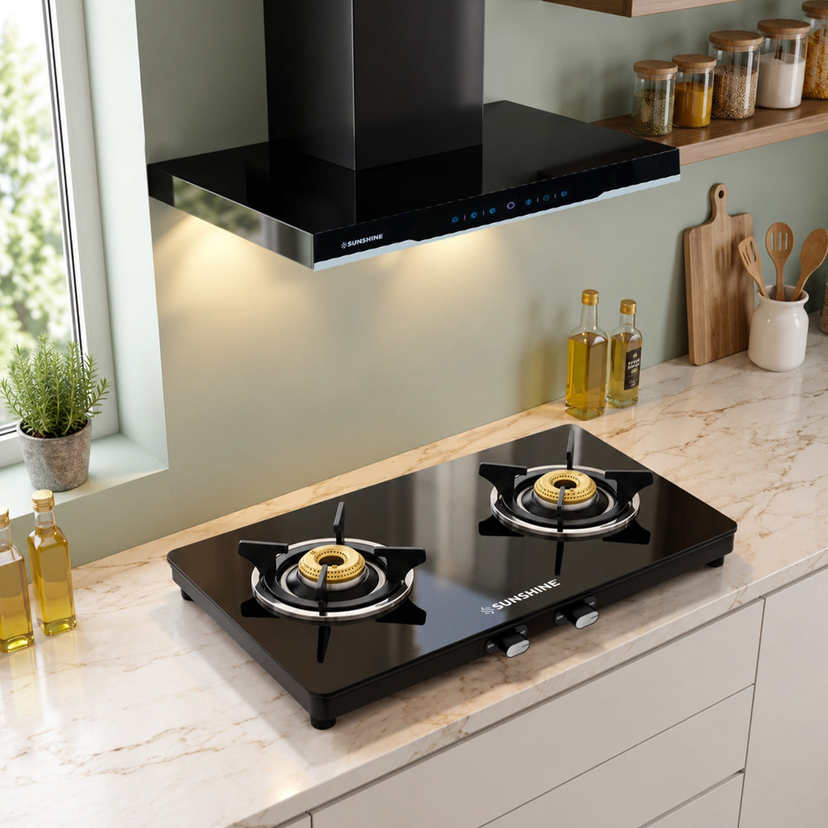 Sunshine Phoenix 2 Burner Gas Stove Cooktop Manual Ignition
