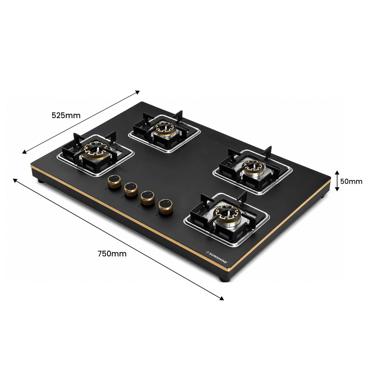 Shine Gold Hob Cooktop | 3 & 4 Burners