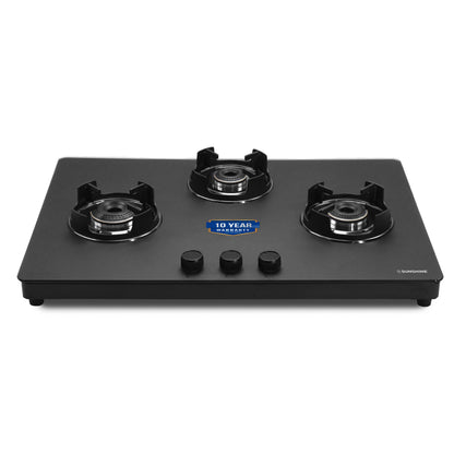 Defender 3 Burner Matte Hob Top | 10-Year Warranty | Manual Ignition