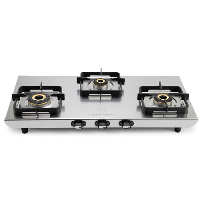 Curvv 3 Burner Stainless Steel Gas Stove | Matte Finish