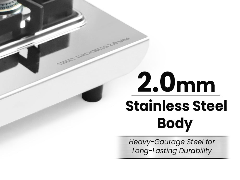 Sunshine Osaka  Stove | 2MM Stainless Steel | 4 Burner Manual Gas Stove | ISI Certified | Warranty By Sunshine - 5 Years On Brass Burner, LPG Ready (Silver)