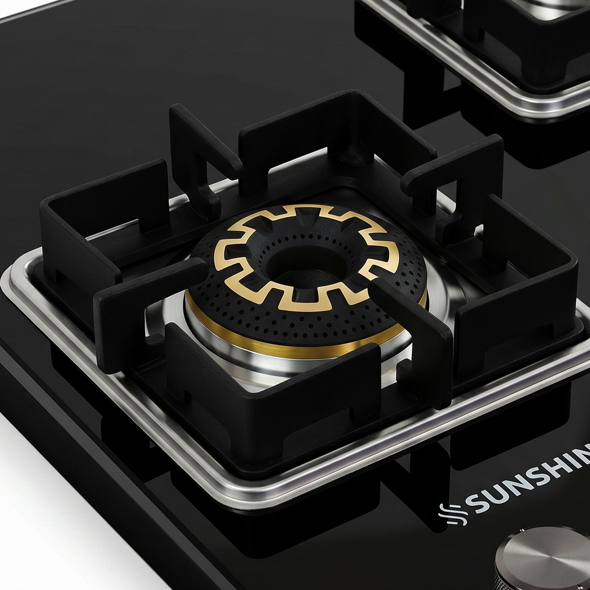 Sunshine Shine Rhombus Black gas stove hobtop with four burners 