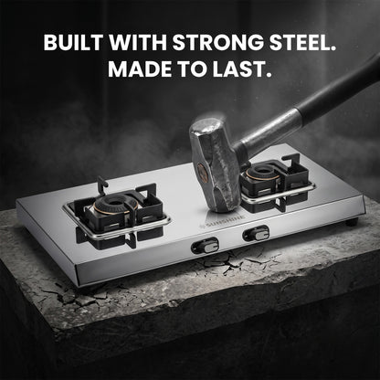 Thunder 2 Burner Stainless Steel Gas Stove | 5 Year Body & Burner Warranty